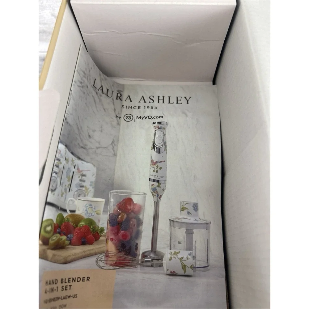 Laura Ashley 4-in-1 Hand Blender Set Floral Print 150W Whisk Chopper New Box
